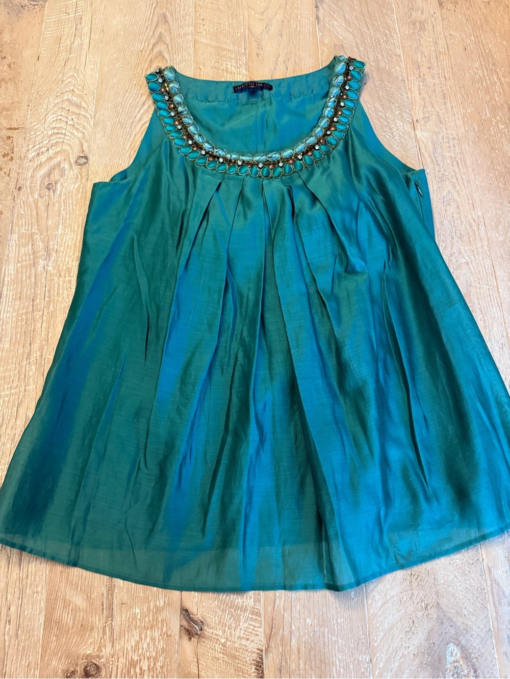 Lafayette 148 Embellished Teal Sleeveless Women's Top 12